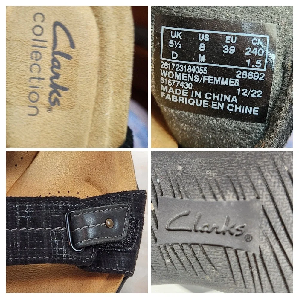 Clarks Collection Womens Mira Tide Black Slide Sandals Sz 8 M  Casual Minimalist